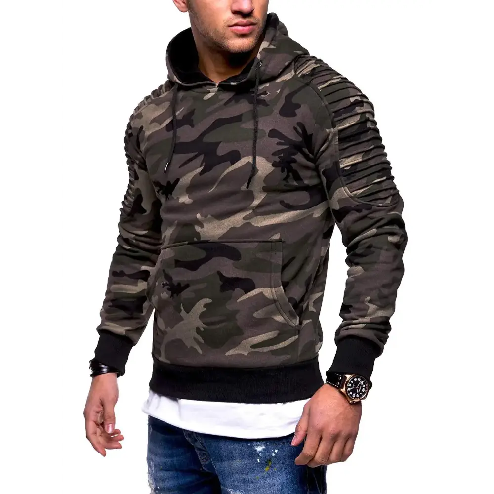 New Men's Striped Pullover Hoodie with Raglan Sleeves