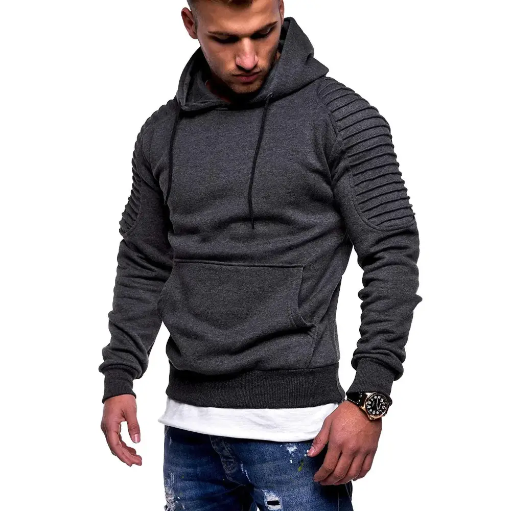 New Men's Striped Pullover Hoodie with Raglan Sleeves