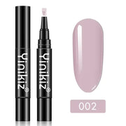 A sleek black yinikiz nail polish pen with a fine tip, showcasing a soft lavender shade labeled as 002.