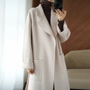 New Women's Double-Sided Cashmere Coat, Mid-Length