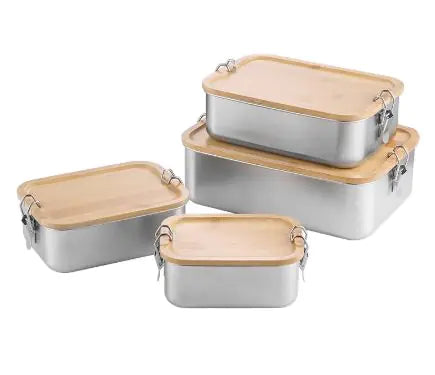 Premium 304 Stainless Steel Japanese Crisper with Bamboo Lid