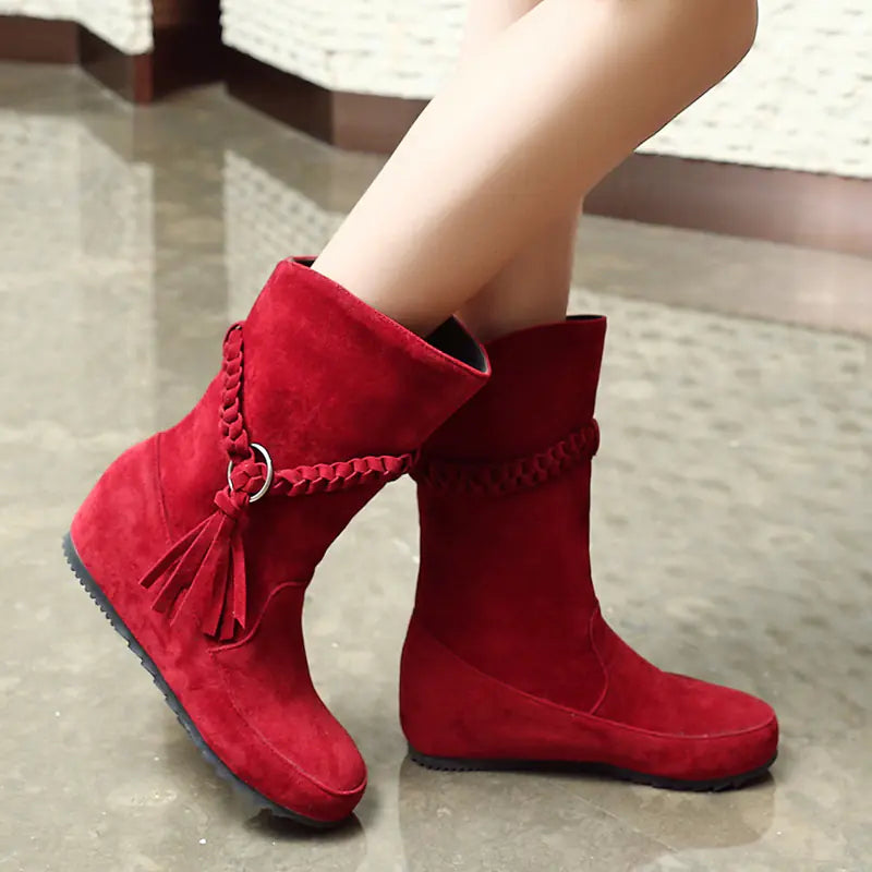 Nubuck Leather Short Low-Heel Martin Boots - Joomcy