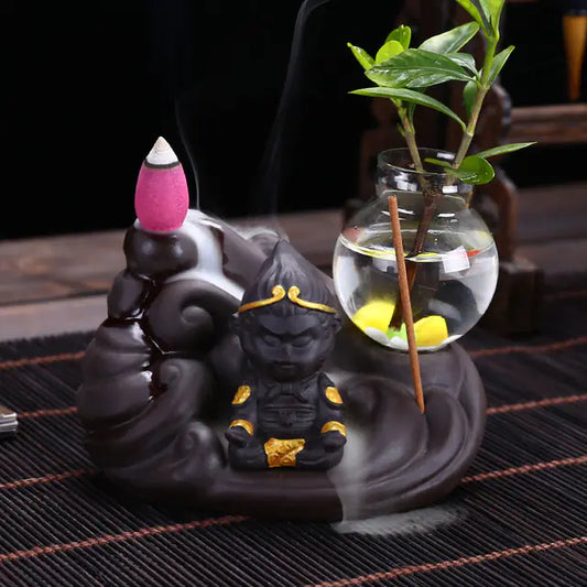 Ceramic Incense Burner with Creative Sun Wukong Design - Joomcy