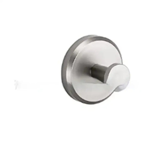 Stainless steel wall-mounted hook with a sleek, rounded design and brushed finish.