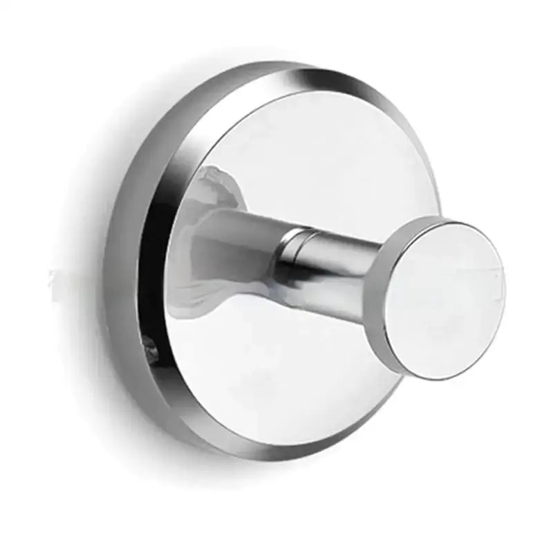 Chrome-finished circular wall hook with a sleek, modern design and smooth, reflective surface.