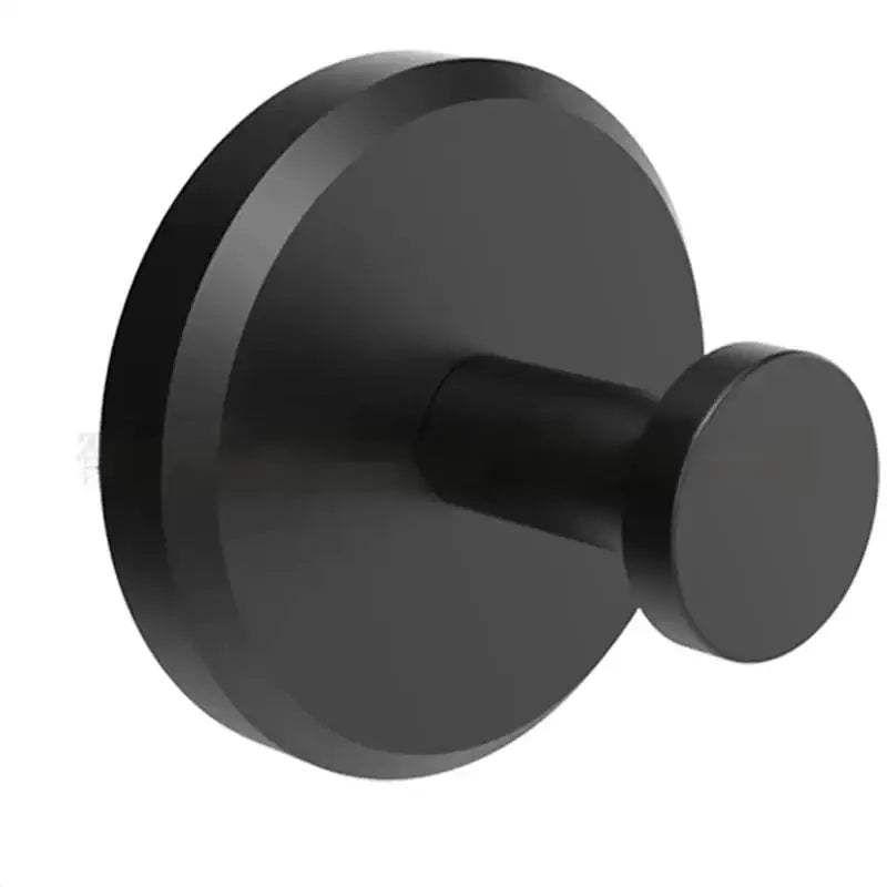 Black matte-finished wall-mounted hook with a circular base and rounded peg.