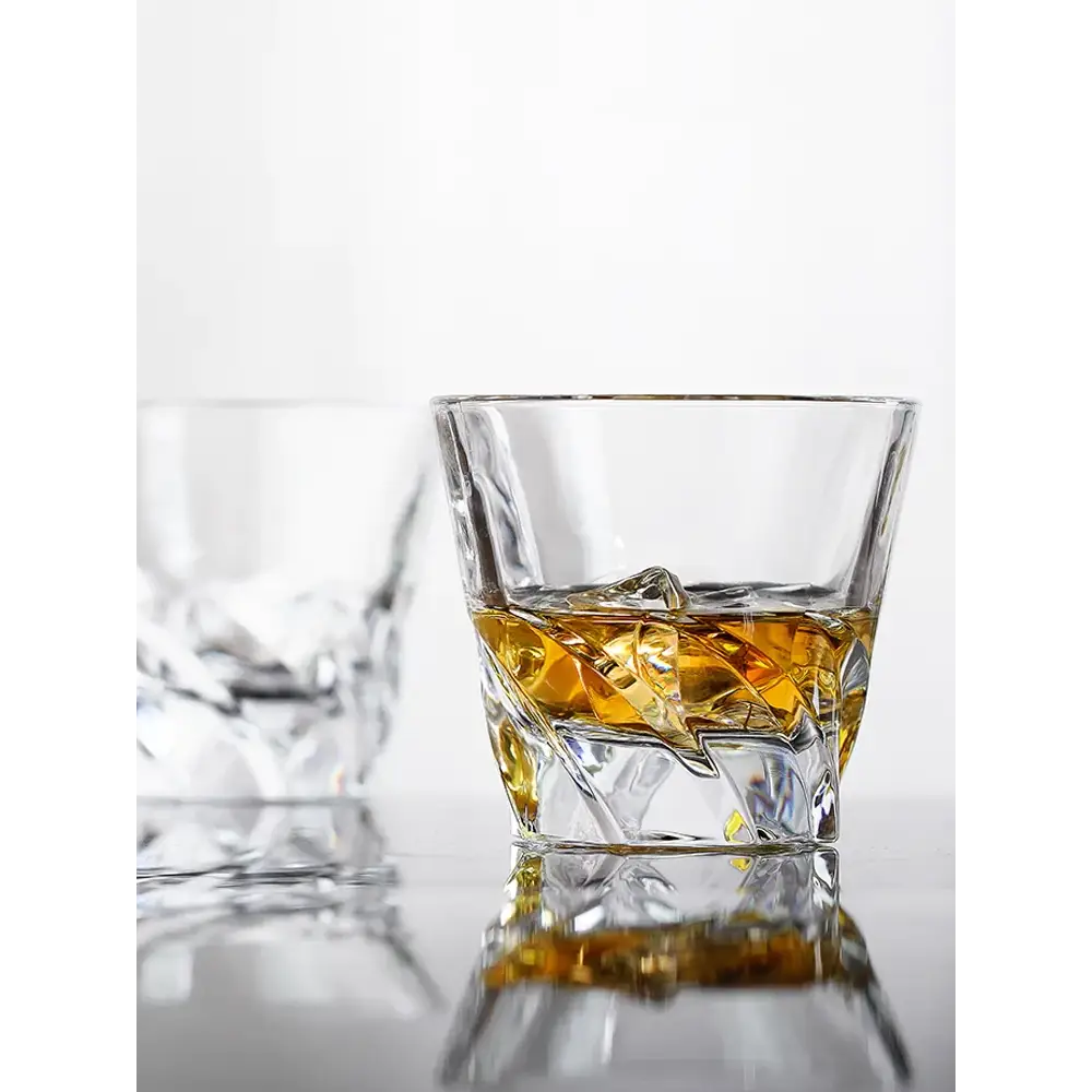 Nordic Style Crystal Whiskey Glass Set with Wooden Gift Box – Couples Edition