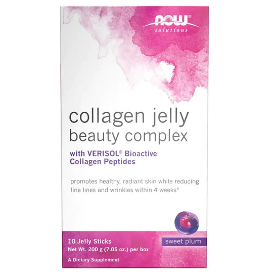 NOW Foods Solutions Collagen Jelly Beauty Complex Sweet Plum Flavor 10 Jelly Sticks