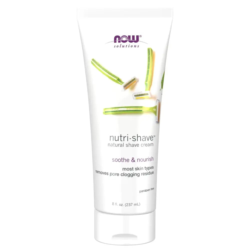 NOW Foods Solutions Nutri-Shave Shave Cream Removes Pore Clogging Residue Reduces Irritation 8-Ounce