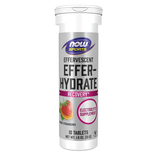 NOW Foods Sports Nutrition Effervescent Effer-Hydrate Electrolyte Supplement Recovery* Orange Strawberry 10 Tablets