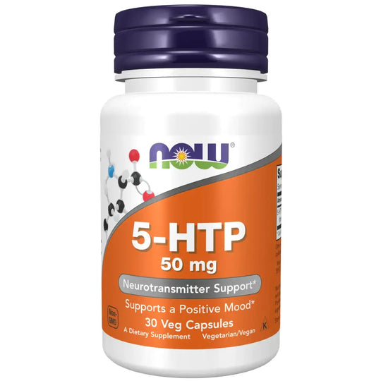 NOW Foods Supplements 5-HTP (5-hydroxytryptophan) 50 mg Neurotransmitter Support* 30 Veg Capsules