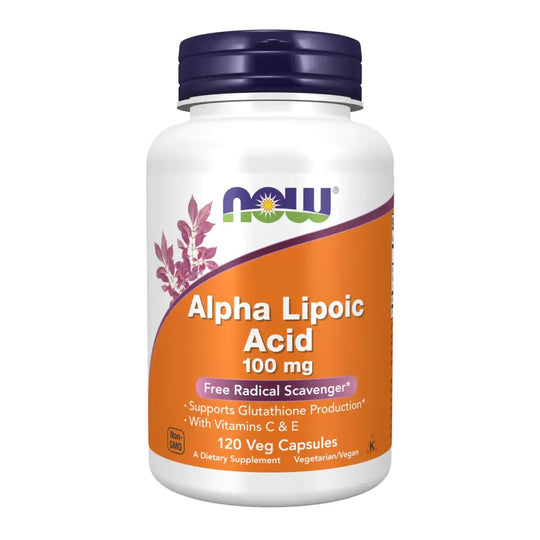 NOW Foods Supplements Alpha Lipoic Acid 100 mg with Vitamins C & E Free Radical Scavenger* 120 Veg Capsules