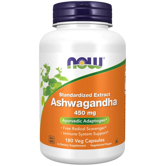 NOW Foods Supplements Ashwagandha (Withania somnifera) 450 mg (Standardized Extract) 180 Veg Capsules
