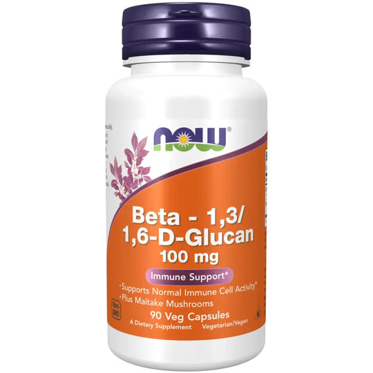 NOW Foods Supplements Beta 13/16- D-Glucan 100 mg with Maitake Mushrooms 90 Veg Capsules