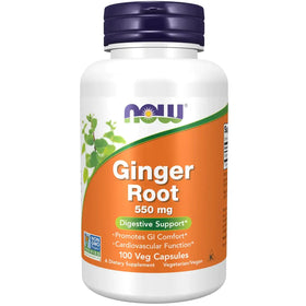 NOW Foods Supplements Ginger Root (Zingiber officinale) 550 mg Digestive Support* 100 Veg Capsules