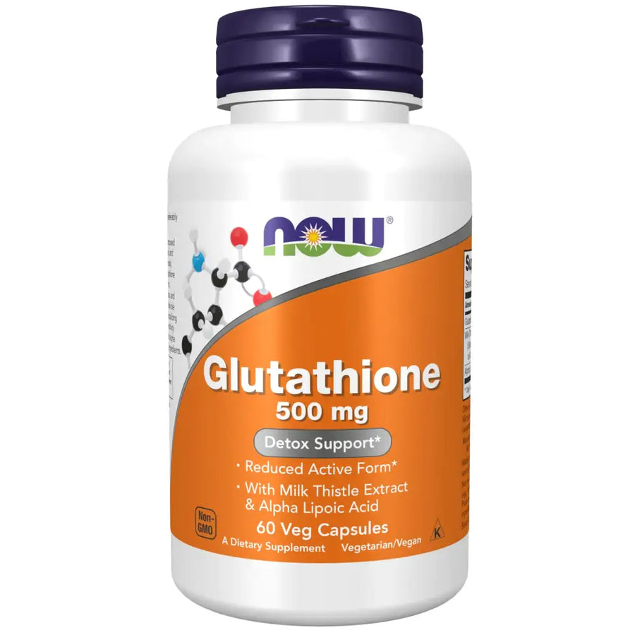 NOW Foods Supplements Glutathione 500 mg With Milk Thistle Extract & Alpha Lipoic Acid Free Radical Neutralizer* 60 Veg Capsules