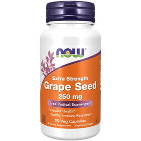 NOW Foods Supplements Grape Seed (a Highly Concentrated Extract with a Minimum of 90% Polyphenols) Extra Strength 250 mg 90 Veg Capsules