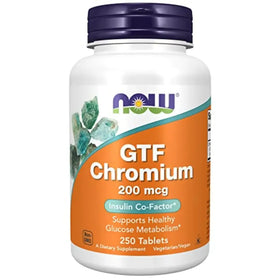 NOW Foods Supplements GTF (Glucose Tolerance Factor) Chromium 200 mcg Insulin Co-Factor* 250 Tablets
