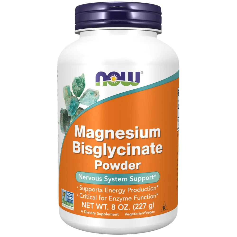 NOW Foods Supplements Magnesium Bisglycinate Powder Enzyme Function* Nervous System Support* 8-Ounce