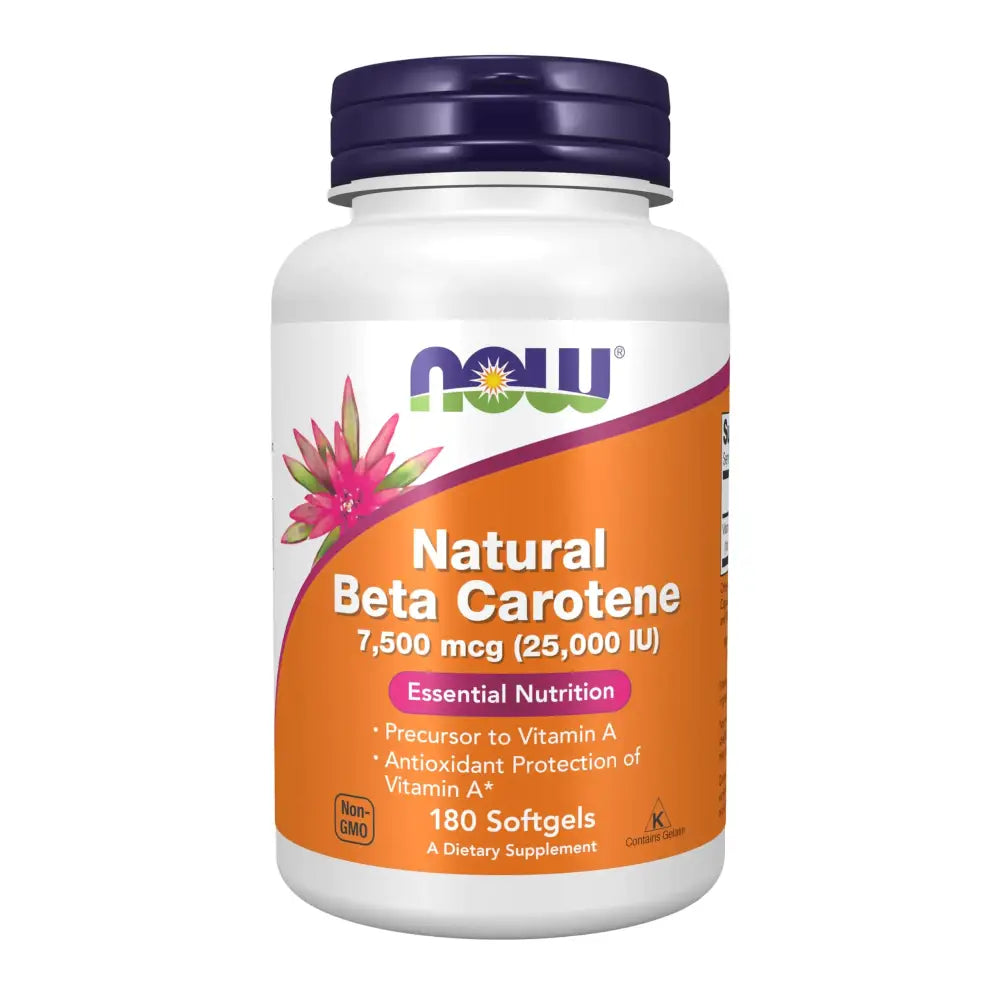 NOW Foods Supplements Natural Beta Carotene 25000 IU Essential Nutrition 180 Softgels