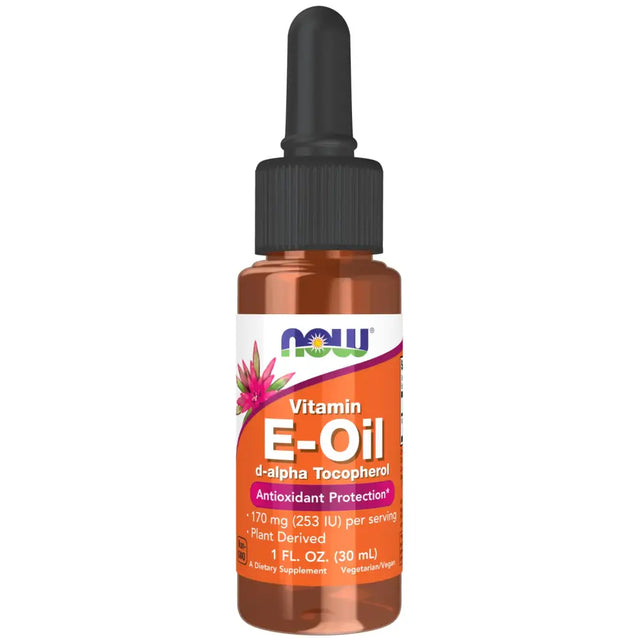 NOW Foods Supplements Natural Vitamin E-Oil Liquid (D-Alpha Tocopherol) Antioxidant Protection* 1-Ounce