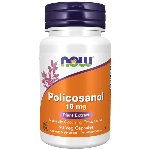NOW Foods Supplements Policosanol 10 mg Blend of Long-Chain Fatty alcohols (LCFAs) Derived from Sugar Cane 90 Veg Capsules