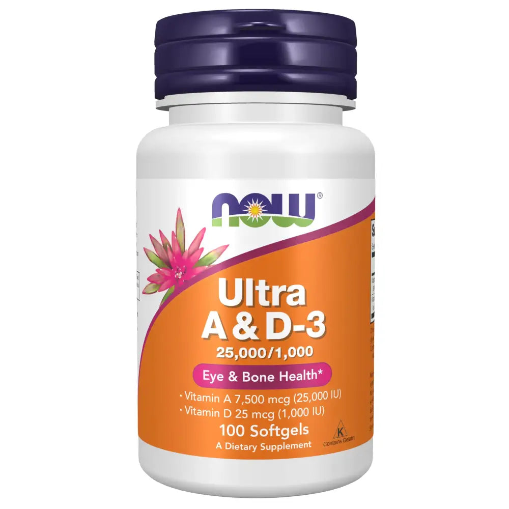 NOW Foods Supplements Vitamin A & D3 25000/1000 IU Eye Health* Essential Nutrition 100 Softgels