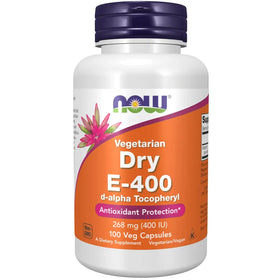 NOW Foods Supplements Vitamin E-400 IU D-Alpha Tocopheryl Dry Antioxidant Protection* 100 Veg Capsules