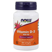 NOW Foods Vitamin D-3 400 IU Softgels 2 pk 180 Count (Pack of 2)
