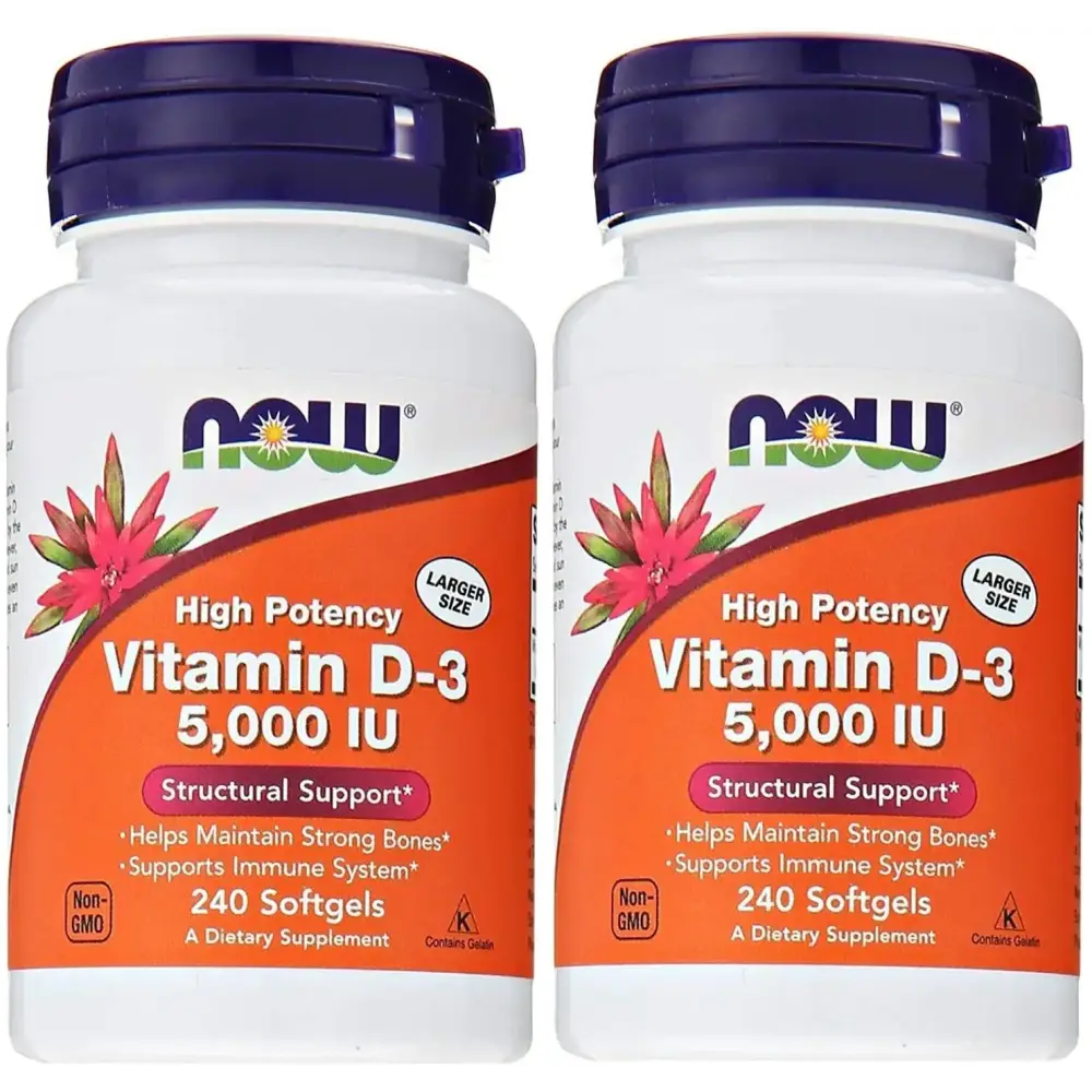 Now Foods Vitamin D3 5000 IU 240 softgels (Pack of 2)