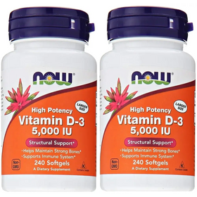 Now Foods Vitamin D3 5000 IU 240 softgels (Pack of 2)