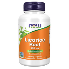 NOW Supplements Licorice Root (Glycyrrhiza glabra) 450 mg Herbal Supplement 100 Veg Capsules
