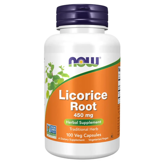 NOW Supplements Licorice Root (Glycyrrhiza glabra) 450 mg Herbal Supplement 100 Veg Capsules