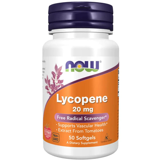 NOW Supplements Lycopene 20 mg with Natural Extract from Tomatoes Free Radical Scavenger* 50 Softgels