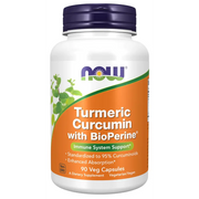NOW Supplements Turmeric Curcumin with BioPerine Immune System Support Standardized to 95% Curcuminoids Enhanced Absorption* 90 Veg Capsules