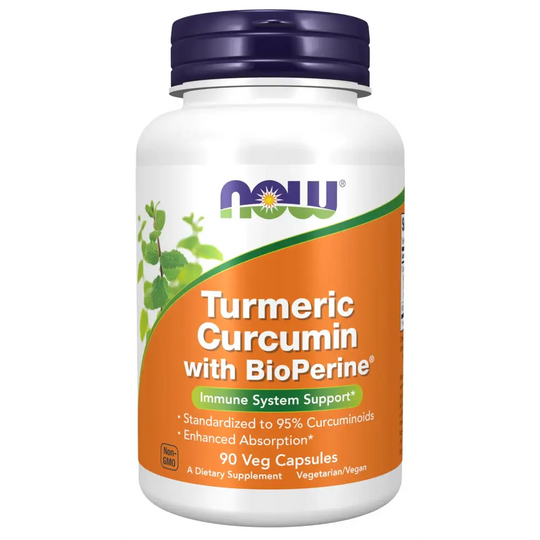 NOW Supplements Turmeric Curcumin with BioPerine Immune System Support Standardized to 95% Curcuminoids Enhanced Absorption* 90 Veg Capsules