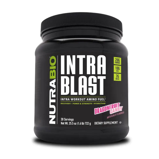 NutraBio Intra Blast BCAA EAA Electrolyte and Hydration Powder - Amino Acid Supplement EAA/BCAA Powder - Non-GMO and Gluten Free - Dragonfruit Candy - 30 Servings