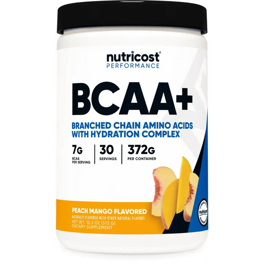 Nutricost BCAA + Hydration Powder (Peach Mango) 30 Servings - Branched Chain Amino Acids with Hydration Complex - Gluten-Free Non-GMO