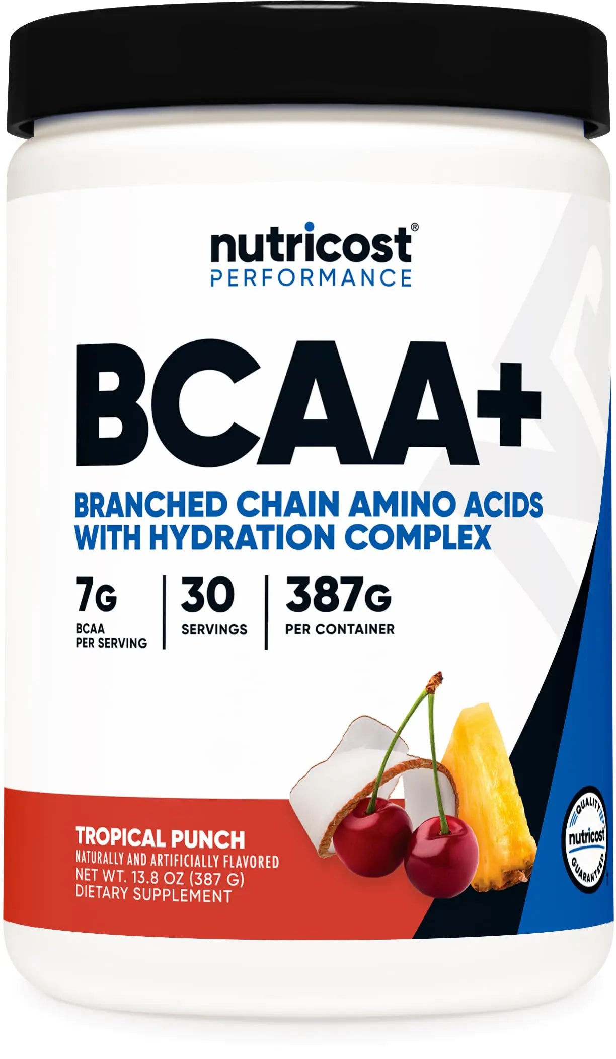 Nutricost BCAA + Hydration Powder (Tropical Punch) 30 Servings - Branched Chain Amino Acids with Hydration Complex - Gluten-Free Non-GMO