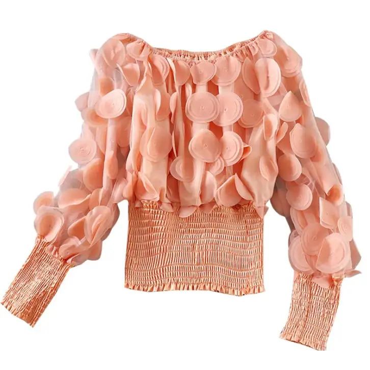 Off-Shoulder Waist-Tied Blouse with Puff Sleeves