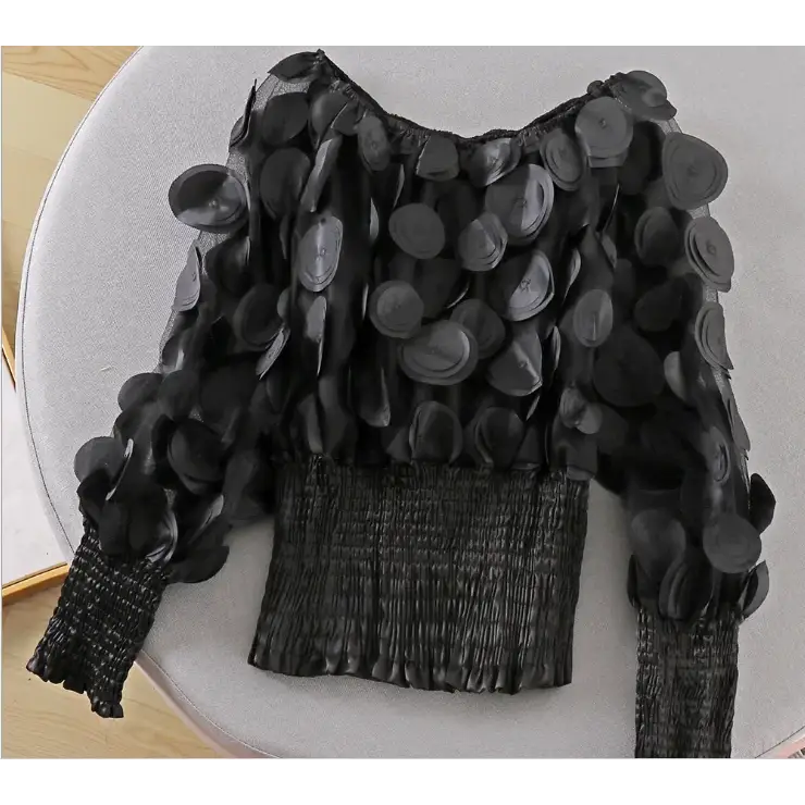 Off-Shoulder Waist-Tied Blouse with Puff Sleeves