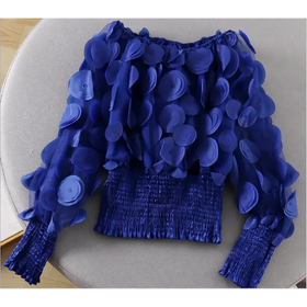 Off-Shoulder Waist-Tied Blouse with Puff Sleeves