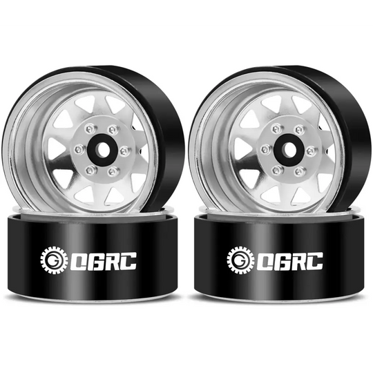 OGRC 4PCS Aluminum 1.9 Inch Beadlock Wheels Negative Offset Wheel Rims for TRX4 TRX6 SCX10 I II III 90046 AXI03007 Redcat GEN7 GEN8 RC4WD D90 1/10 RC Crawler - 12mm Hex (Silver)