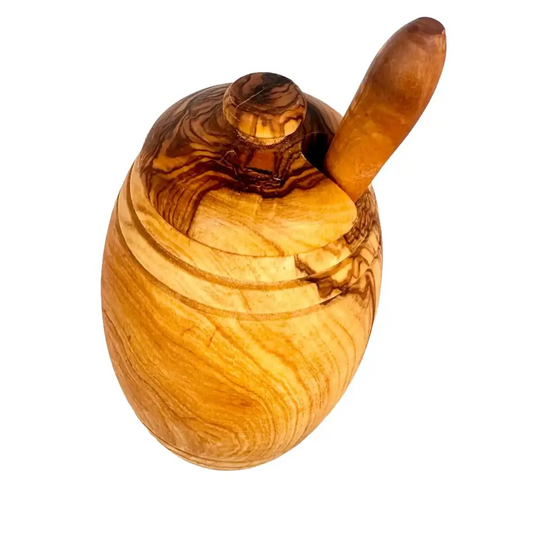 Olive Wood Honey Pot w/Honey Dipper