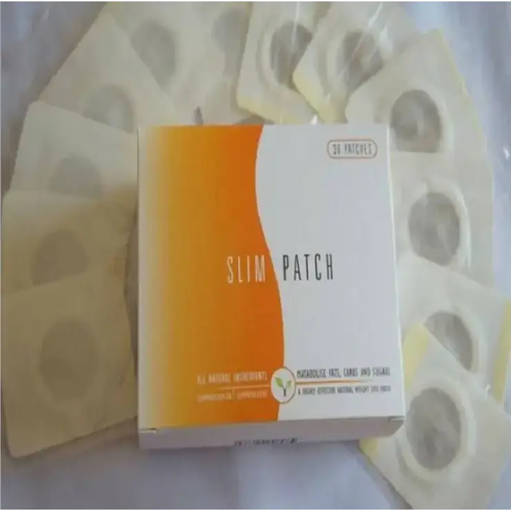 Orange and white box of slim patch weight loss patches.