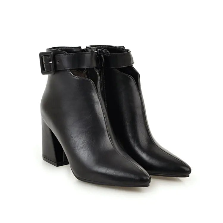 British Pointed Toe High Heel Women's Boots with Zipper