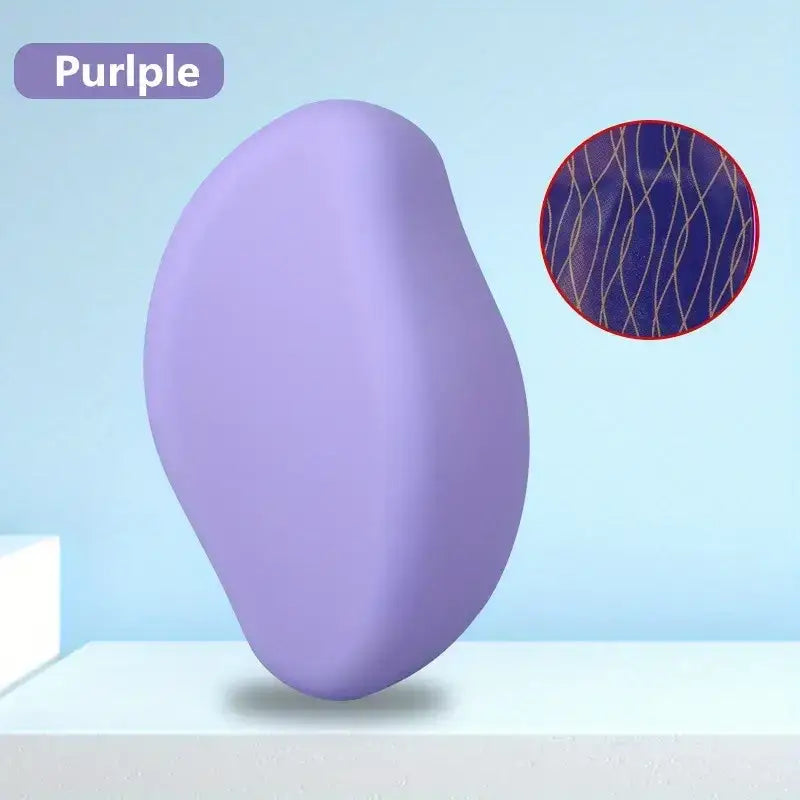 Purple purlple massage gel ball with a smooth, rounded surface and textured interior.