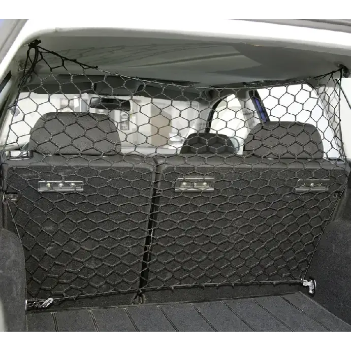 Black hexagonal mesh cargo net for car trunk