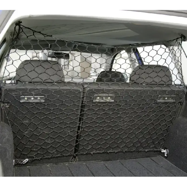 Black hexagonal mesh cargo net for car trunk