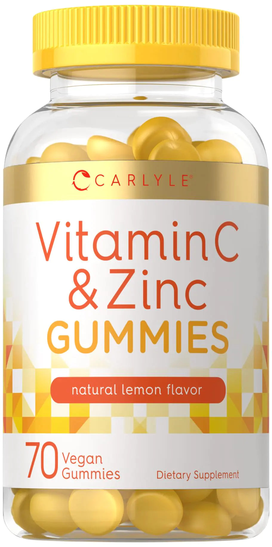 Carlyle Vitamin C and Zinc Gummies | 70 Count | Vegan Non-GMO and Gluten Free Supplement | Lemon Flavor